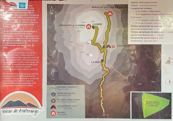 Map of Acatenango volcano Municipal Regional Park